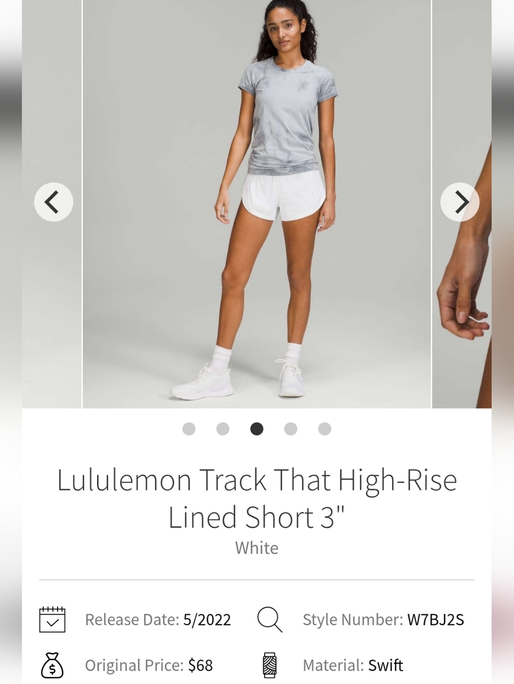 lululemon athletica White Track That High-Rise Lined Short 3" Sz 2